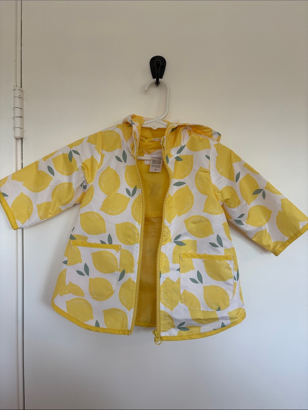 Carter's Yellow & White Lemon Print Hooded Raincoat | 6-9 months